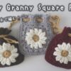 かぎ針編み お花の巾着の編み方 100均毛糸 /How to crochet Daisy Granny Square Pouc