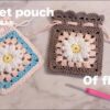 【かぎ針編み】お花モチーフのミニ巾着の編み方🌸crochet pouch